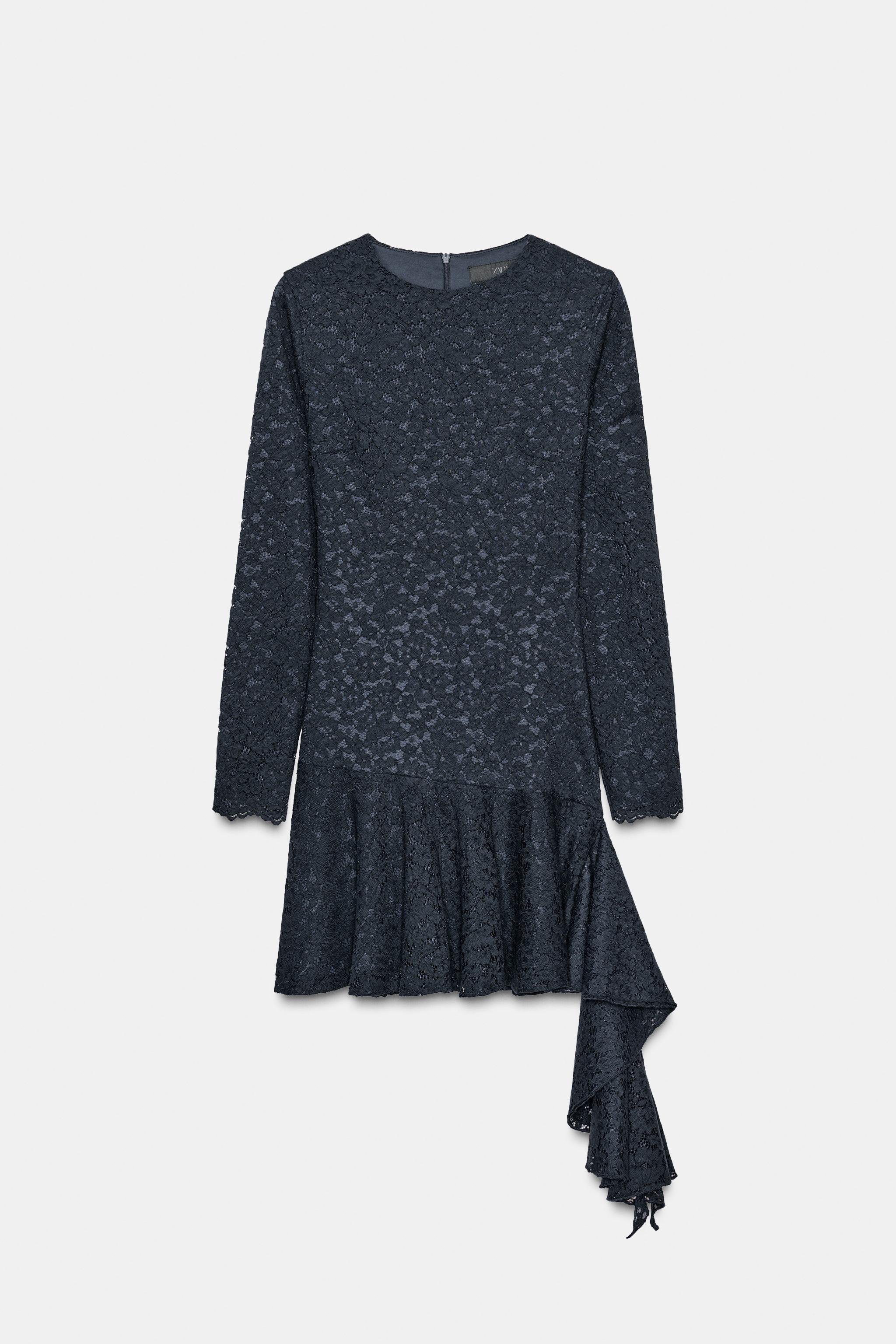 RUFFLED LACE MIDI DRESS